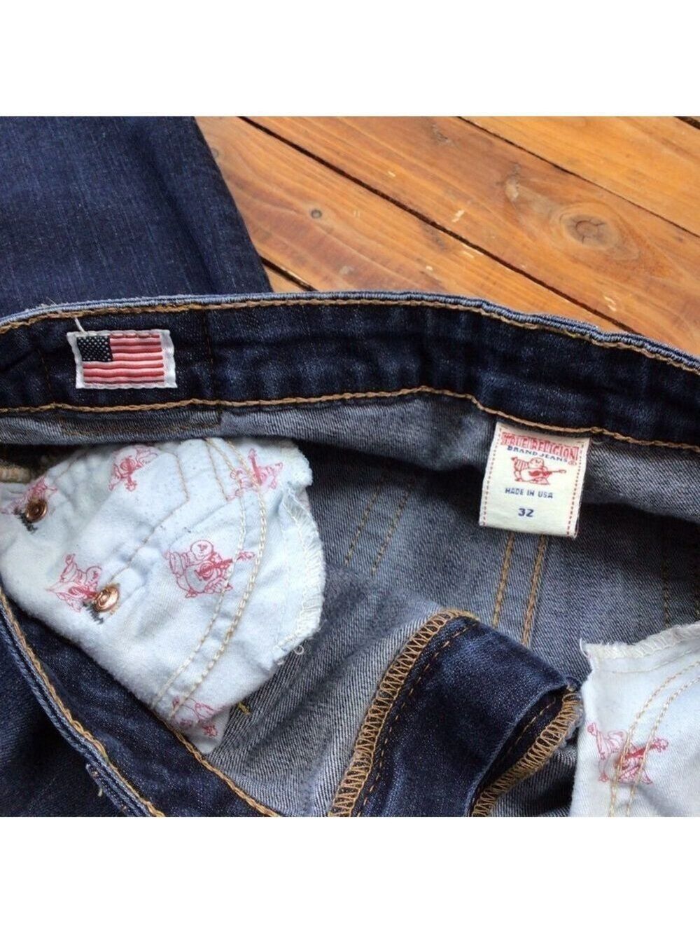 True Religion Avery Low Rise Bootcut Jeans Dark Wash Flap Pocket Size 32 - Picture 7 of 13
